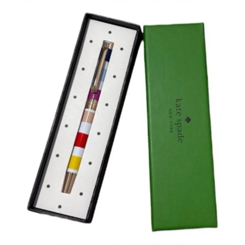 Kate Spade Candy Stripe Ballpoint Pen w/ Box - Picture 3 of 4